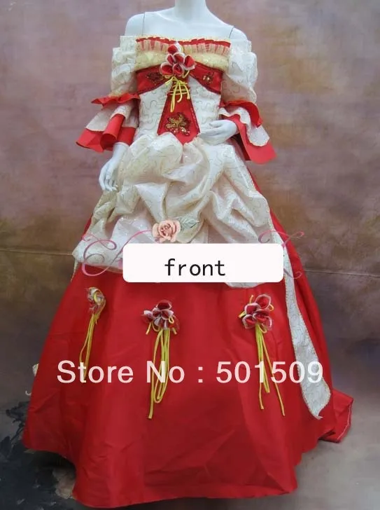 

luxury rhinestone sequined red Medieval Renaissance ball gown vintage dress court Victorian Gothic Lol/ Antoinette dress