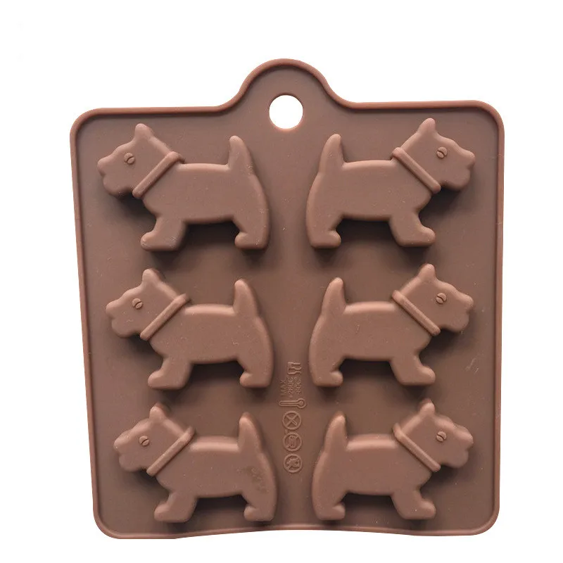 Free shipping 6 Lovely Dog Chocolate Mold Silicone Animal Handmade Soap