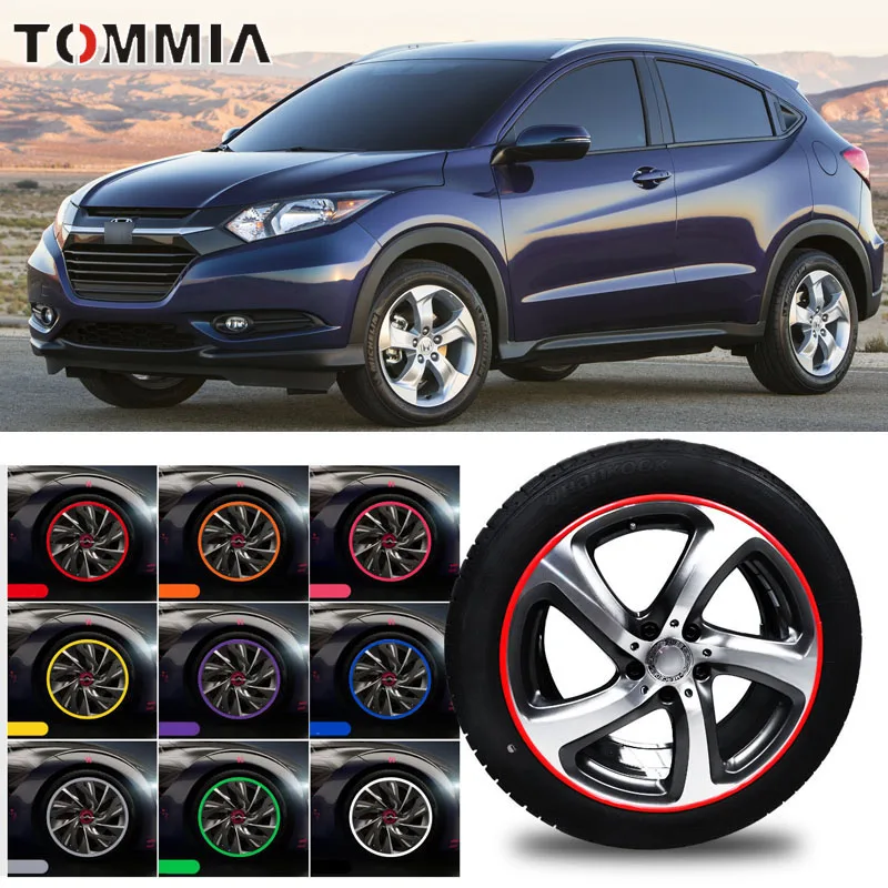 

8M Car Wheel Hub Rim Edge Protector Ring Tire Strip Guard Rubber Decals For Honda HR-V