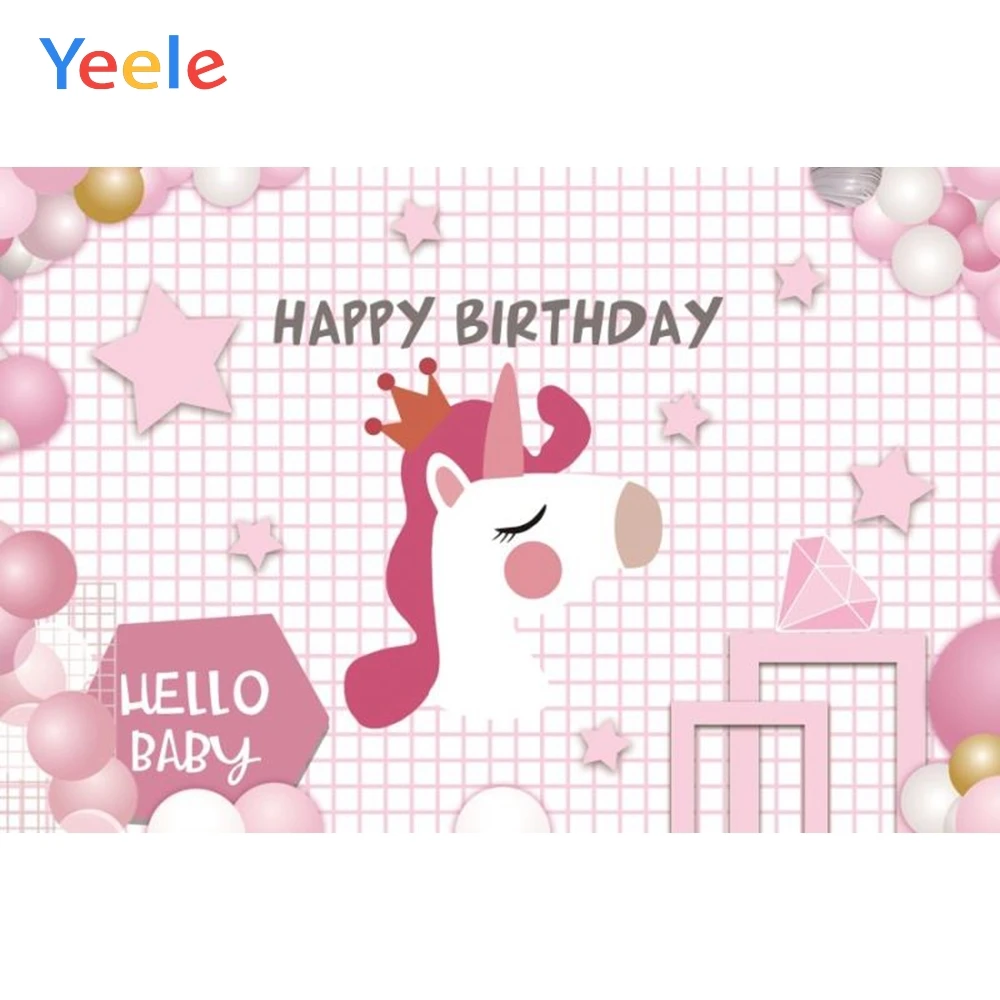 

Yeele Pink Stars Unicorn Party Baby Party Portrait Photography Background Customized Photographic Backdrops For Photo Studio