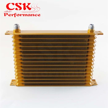 

Universal Fit Turbo Engine Transmission Oil Cooler AN10 15 Row Aluminum Gold