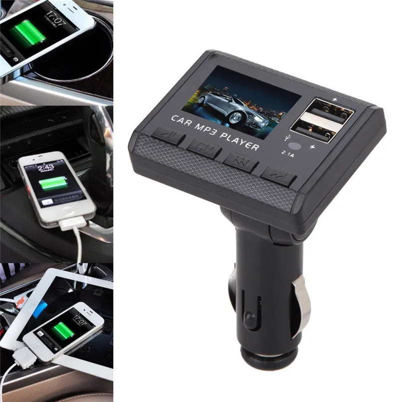 8 In1 Car Music MP3 Player FM Transmitter Modulator Dual USB Charging SD MMC Remote Car FM Transmitter 40MR2706