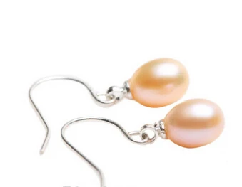 

free shipping 12421 Pink Cultured Rice Freshwater Pearl Dangle Earrings