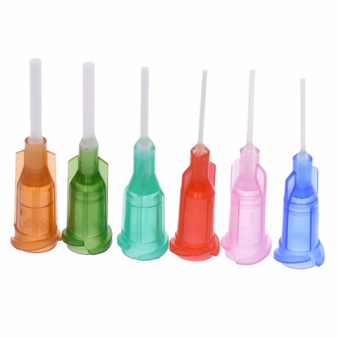 6pcs Mixed Syringe Needle Tips DIY Plastic Blunt Dispensing Syringe Flexible Tip 14-25Ga For Glue Dispenser