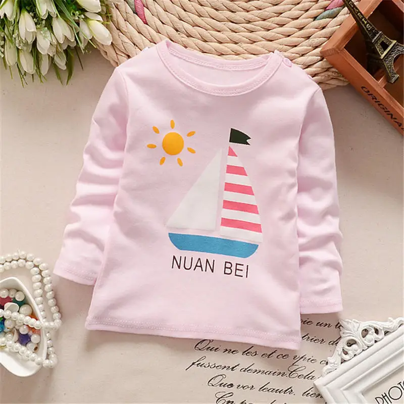 

BibiCola brand children cotton long sleeve t-shirt 2019 spring autumn new boy girl casual cartoon pattern tops fit for 1-4Y kids