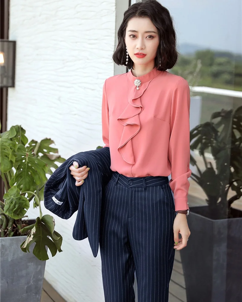 Formal Uniform Designs Pantsuits With 2 Piece Blouses And Pants For ...