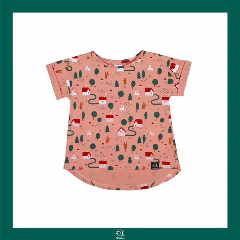 Pink Tree T-shirt EnkeliBB/Одинаковая одежда для братьев и сестер; летняя футболка для малышей; футболки для мальчиков и девочек с героями мультфильмов; милые топы с короткими рукавами для малышей - Цвет: Pink Tree T-shirt