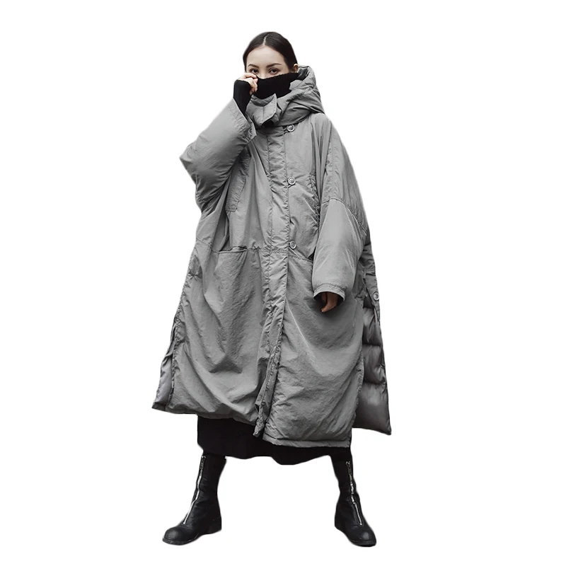 

Super plus size women cotton jacket 2019 winter parkas thicken warm hooded down cotton coat split female cotton-padded coat gray