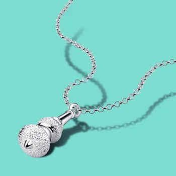 

925 sterling silver necklace female models creative gourd pendant design solid silver clavicle necklace 46cm birthday present