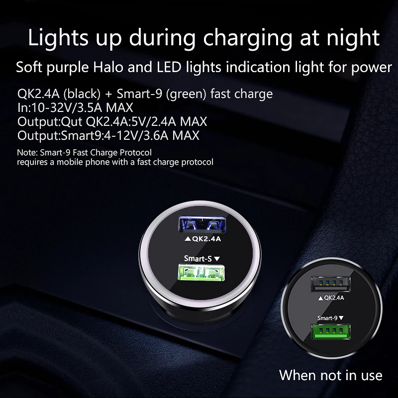 VVKing 5A быстрое автомобильное зарядное устройство Quick Charge 3,0 30 Вт Зарядка для iPhone samsung Xiaomi Mi 9 huawei FCP SCP AFC QC3.0 2USB автомобильное зарядное устройство
