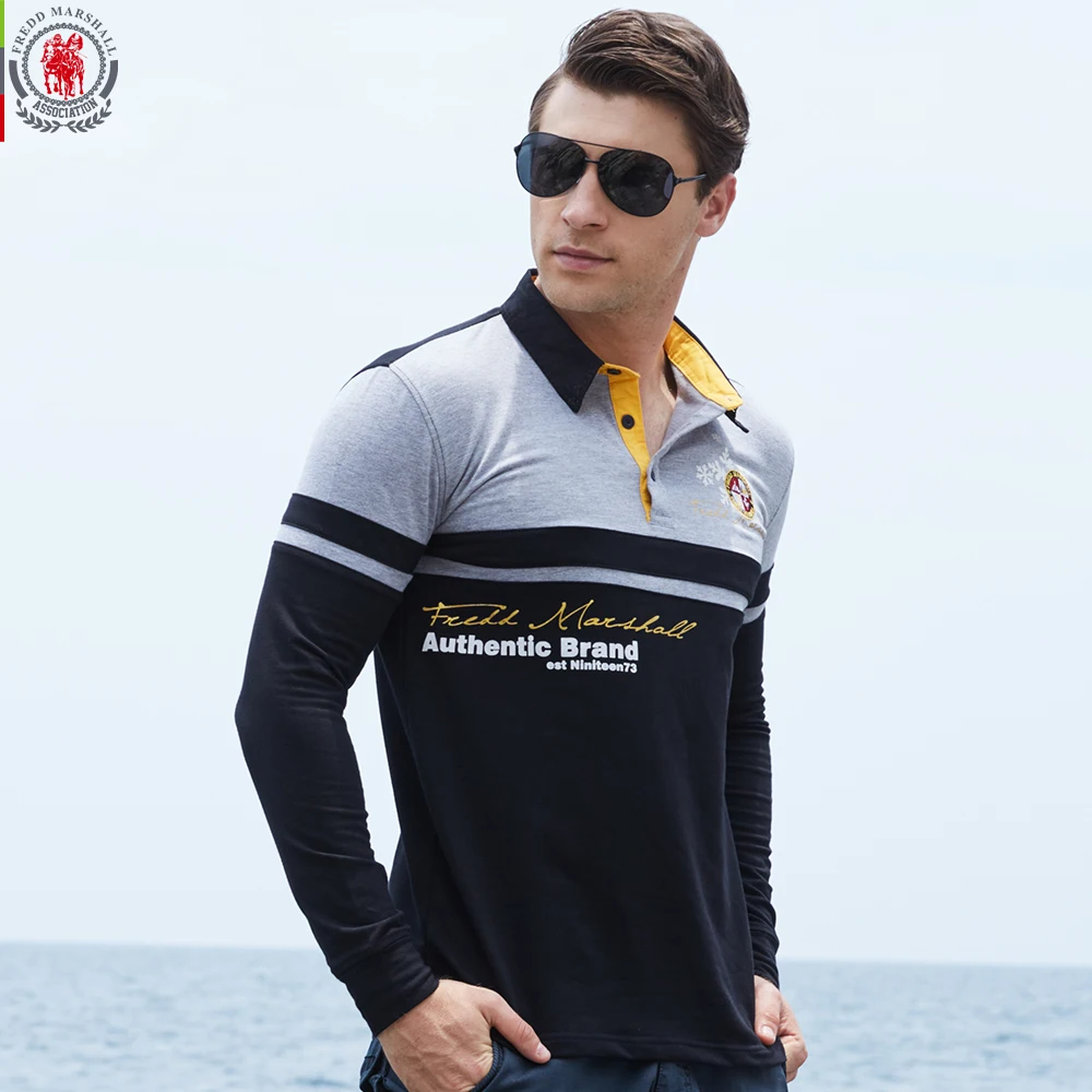 Europe Size New Brand Men's Solid Long Sleeve Polo Shirt Autumn Full