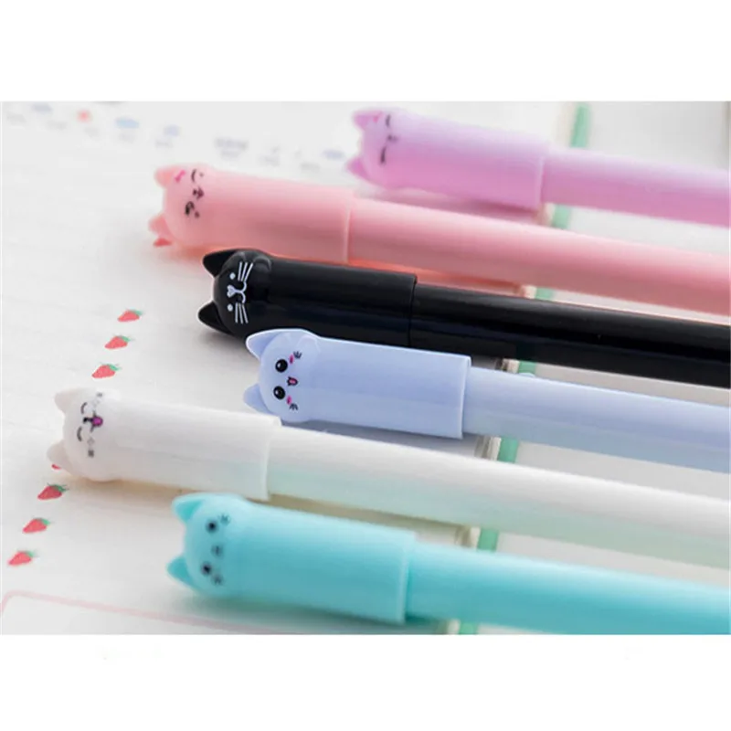 Hot Lovely Cat Gel Pen Black Ink Writing Pen Stationery School Office