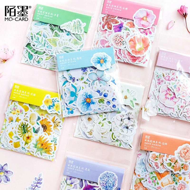 45 Pcs Lot Beautiful Flowers Plants Paper Sticker Diy Decorative Diary Scrapbook Planner Stickers Aesthetic Kawaii Stationery Stickers Aliexpress