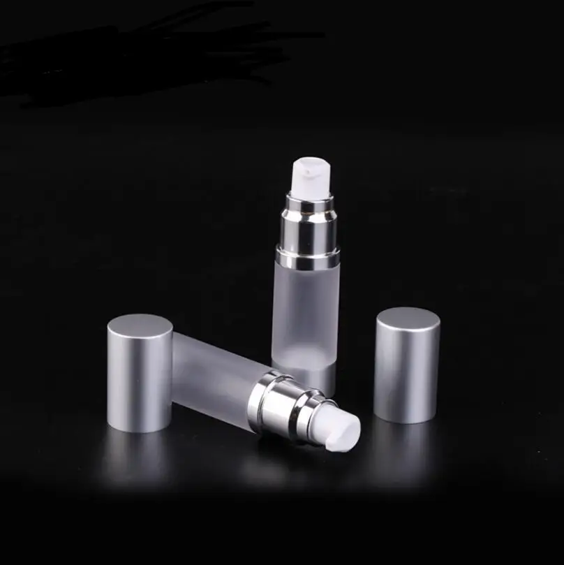 새로운 브랜드 100 개/몫 30ml 투명 젖빛 리필 에어리스 로션 펌프 병 실버 펌프 알루미늄 캡