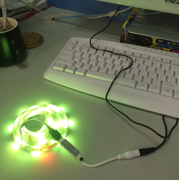 5M RGB LED Strip Waterproof tiras SMD 5050 LED Strip TV Tape Lighting 5V USB Computer Led Lighting with 24keys Remote Controller (6)