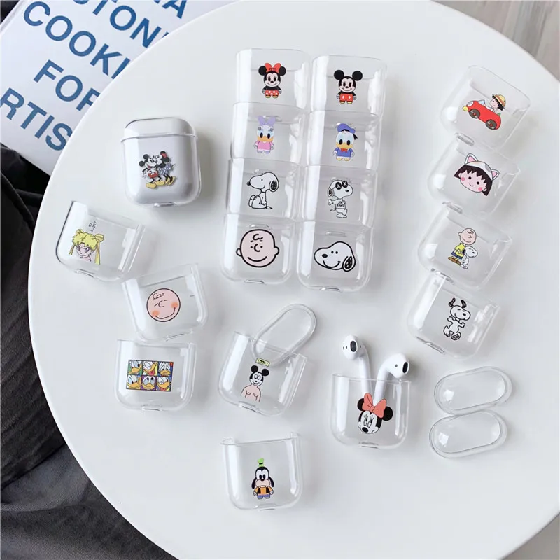 

Cartoon transparent Mickey Minnie For airpods case Bluetooth wireless headset set For airpods 1/2 cute hard shell charging case
