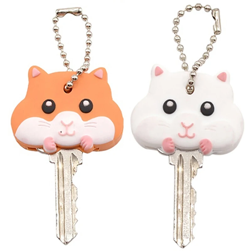 Cartoon Animal Pattern Keys Cover Cute Mouse Bulldog PVC Key Covers Capsin Key Chains from