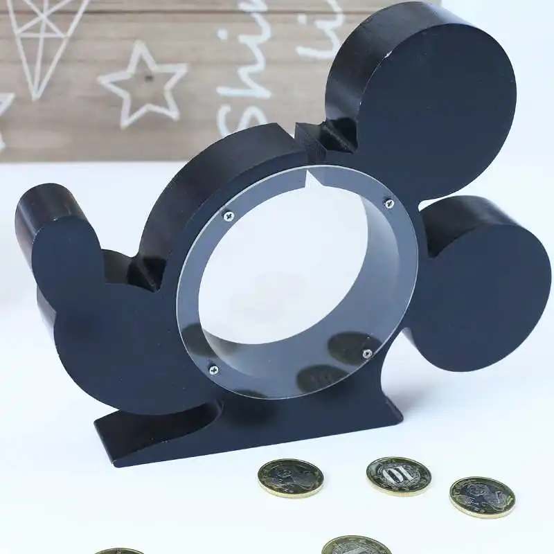 

New Mickey Mouse Money Box Wooden Animals Money Saving Box Ins Nordic Style Transparent Piggy Bank Best Birthday Gifts For Kids