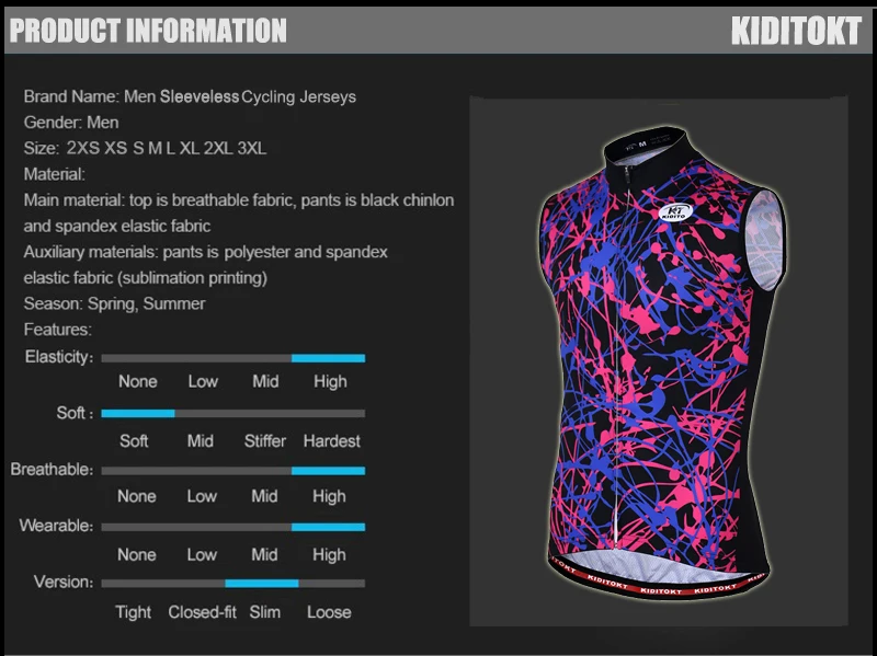 KIDITOKT Pro без рукавов Велоспорт Джерси летняя дышащая одежда MTB для велосипедистов одежда для велоспорта Мужская одежда для велогонок