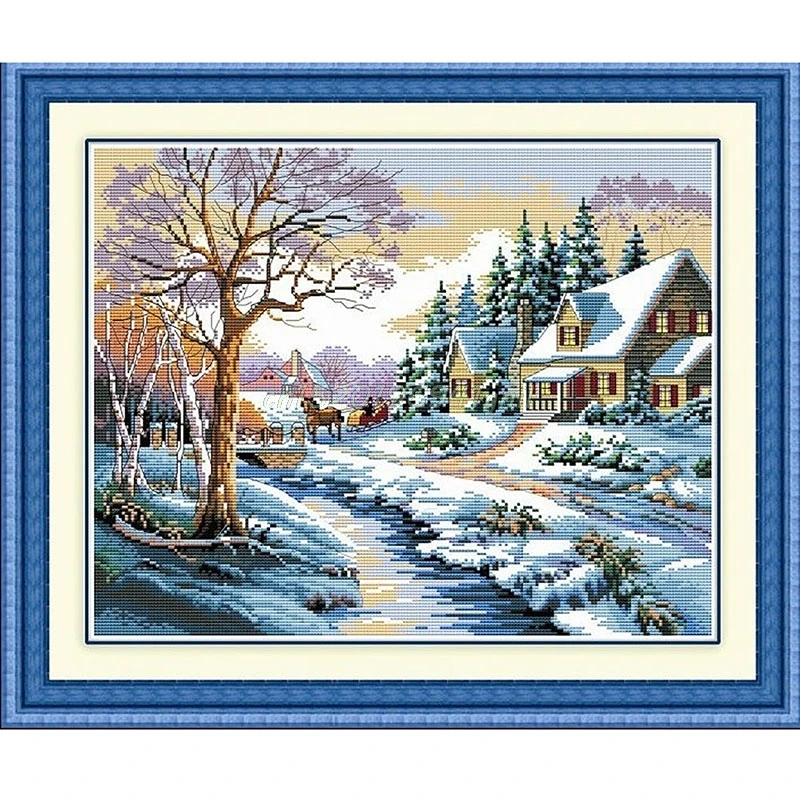 

Winter Wonderland Garden Embroidery Kit Precise Printed Needlework Cross Stitch