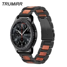 22 мм натуральное дерево+ ремешок из нержавеющей стали для samsung gear S3 gear 2 Neo Live huawei Watch 2 Классический ремешок быстросъемный ремешок