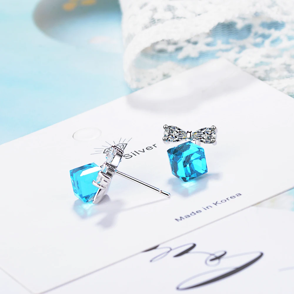 Серьги гвоздики женские из серебра 925 пробы с фианитом|Серьги-гвоздики| |