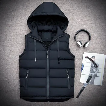 

Autumn And Winter Hot Men's New Casual Solid Color Detachable Hooded Jackets Men Fashion Brand Plus Velvet Warm Mens Jacket