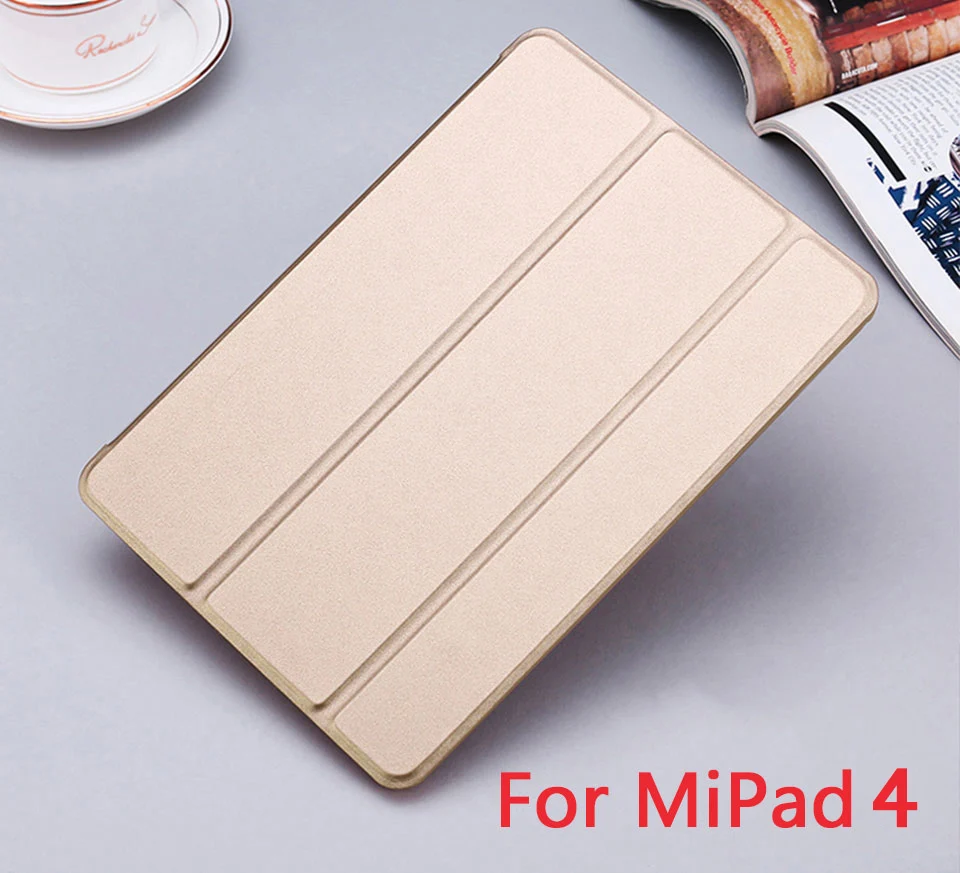 Mi pad 4 чехол из искусственной кожи ультра тонкий чехол для Xiao mi pad 1 2 3 mi Pad 4 Plus mi pad1 mi pad2 mi pad3 задняя смарт-крышка защитная - Цвет: golden for mipad 4