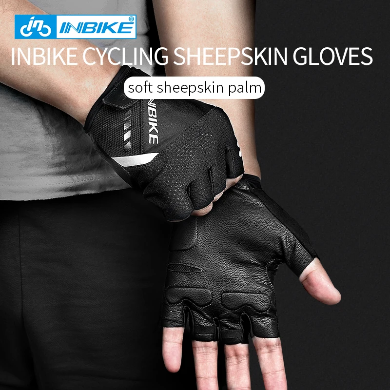 INBIKE, овчина, нескользящие спортивные перчатки для велоспорта, MTB, велосипедные перчатки, перчатки для мужчин и женщин, Дышащие Перчатки для фитнеса