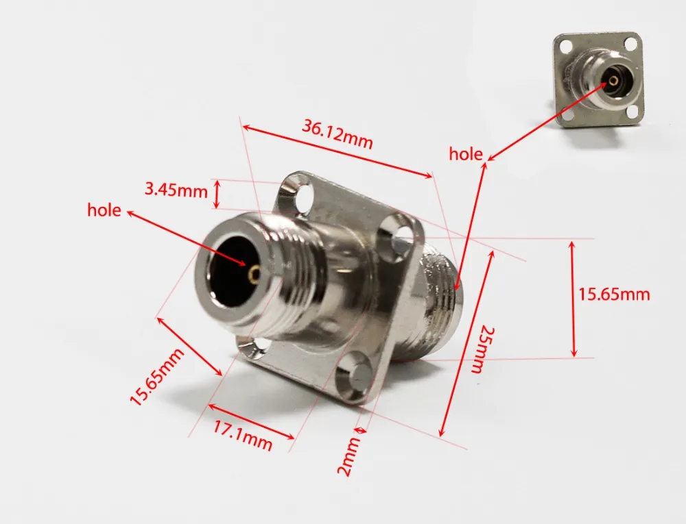 1 шт. разъем Jack N женский разъем РЧ коаксиальный адаптер конвертер 4 отверстия Панель крепление никелированный