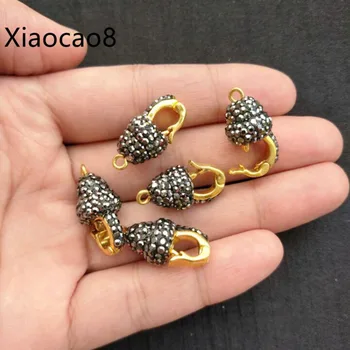 

5Pieces Gold Black Rhinestone Jewelry Findings Connectors for Making Necklace Earrings Accessoires