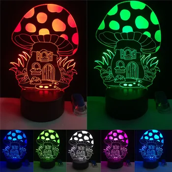 

Cartoon 3D Cute Fairy Tale Mushroom House illusion LED Lovely Night Lights Atmosphere Mood Lamp Lighting Toy Gifts Dropshipping