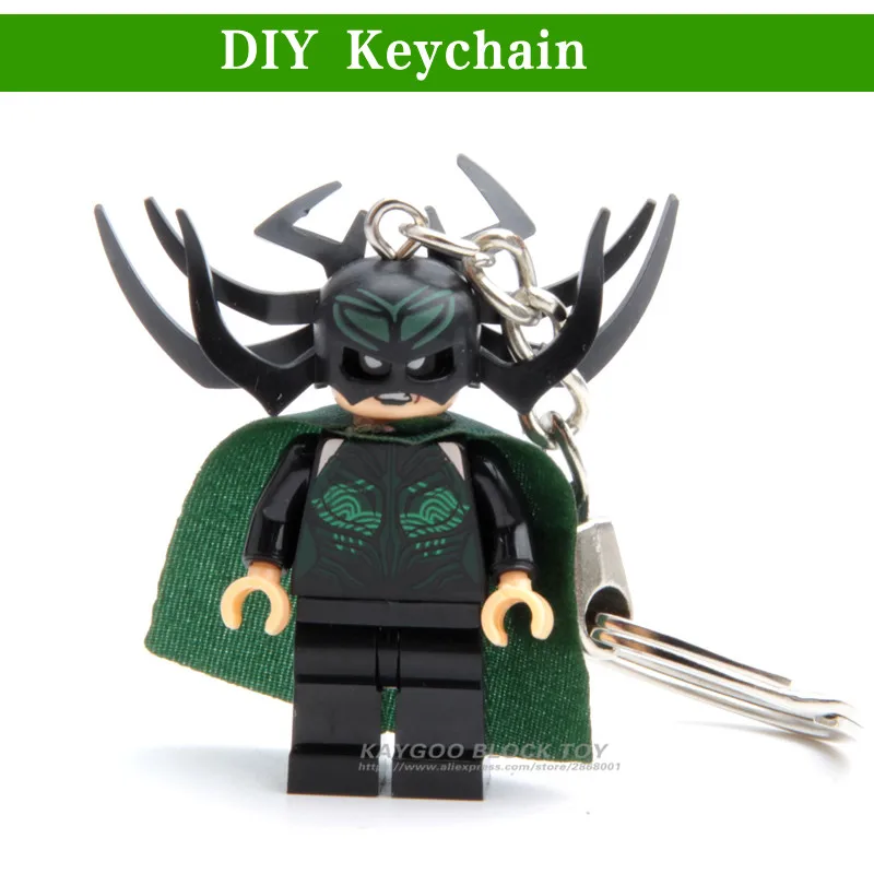 

2018 New Single Sale Super Hero Avengers Deadpool Hulk Loki Joker Robin Keychain Gifts Key Chain Bricks Model Kit Kids Toys