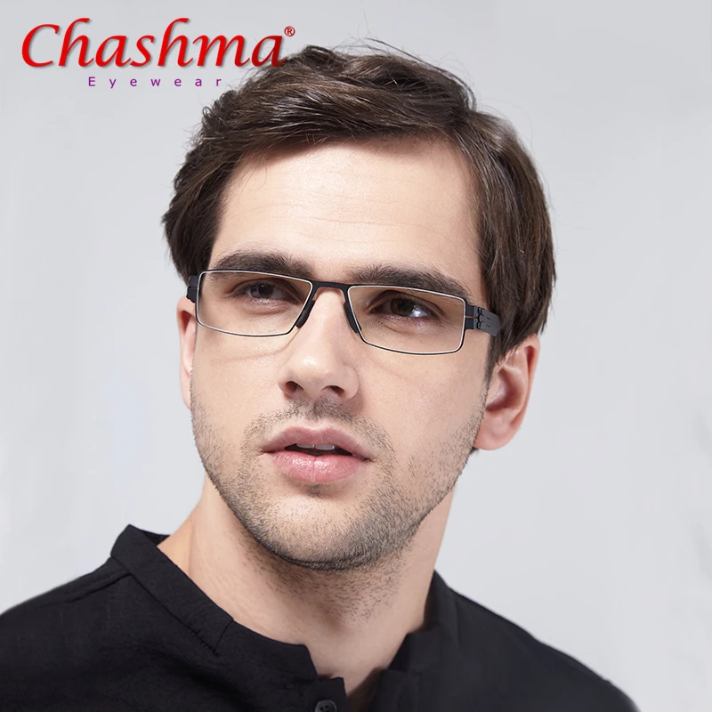 

Titanium Alloy Optical Glasses Frame Men Ultralight Square Myopia Prescription Eyeglasses 2019 Male Metal Full Screwless Eyewear