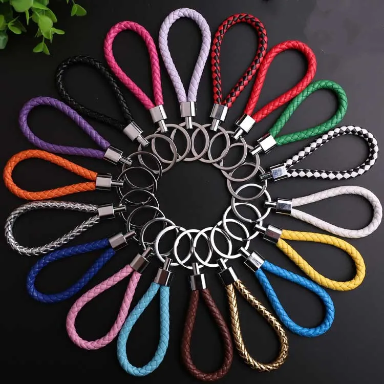 

Personalized woven leather rope car key chain key ring ring men and women waist pendant key chain creative high-end gift-338