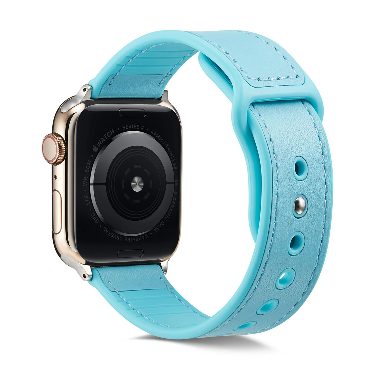 Blue Модный кожаный ремешок для Apple watch 42 мм 38 мм силиконовый ремешок для часов 44 мм 40 мм браслет iwatch 4 3 2 аксессуары - Цвет ремешка: Blue