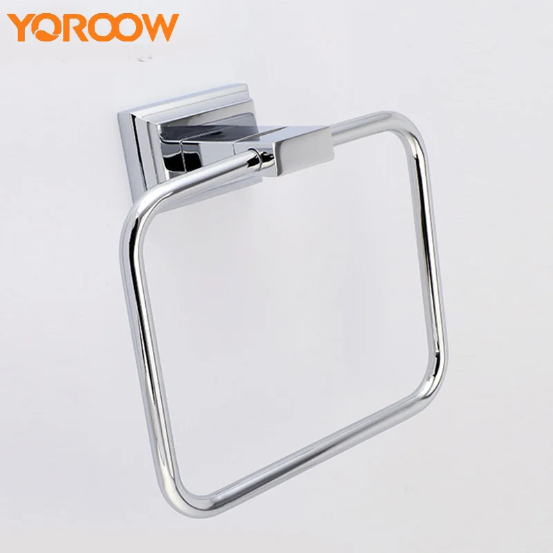 

Hand Towel Holder Ring Wall Mounted Racks Stainless Steel 304 Square Hanger Bathroom Accessories Wall Mounted Chrome AKK0004