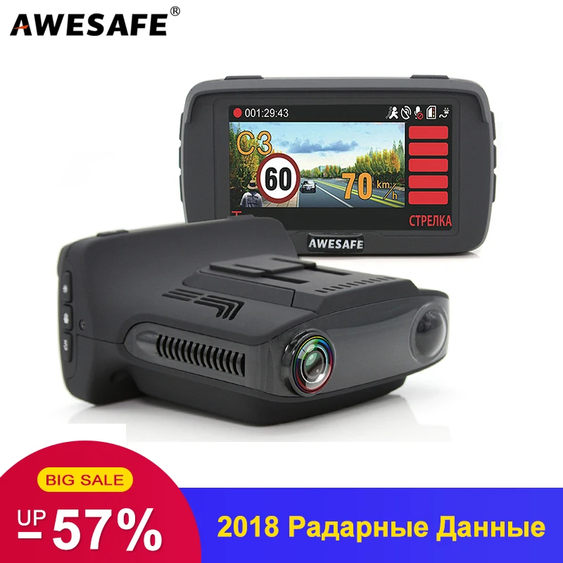 AWESAFE Car DVR Radar Detector GPS 3 in 1 Ambarella A7LA50D Video