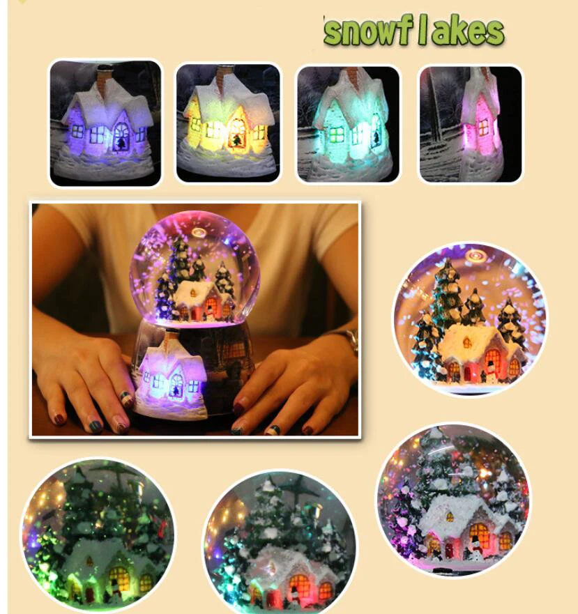 Creative Soft Girl Heart Snowflake Unicorn Crystal Ball Music Box