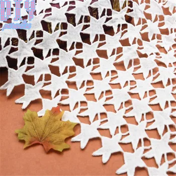 

1 yards Five star Hollow Embroidered Flower Lace Trim Ribbon Sewing Wedding Bridal Dress DIY Fabric Craft