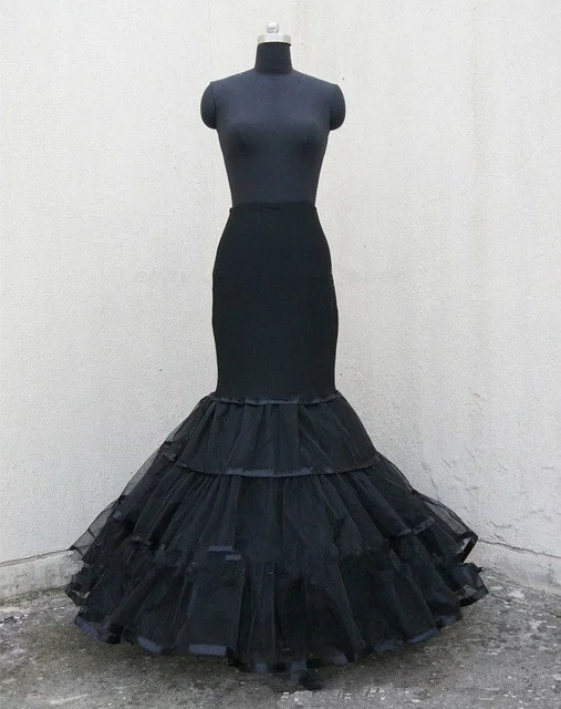 Новое поступление черная Русалка Нижняя юбка для свадебного платья кринолин Полный скольжения