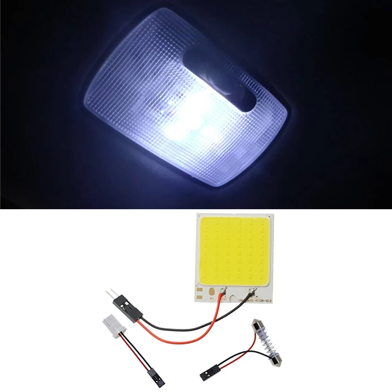 Авто COB Led Купольная лампа светильник 24 36 48 SMD Интерьер автомобиля лампа для чтения Панель T10 адаптер Festoon база