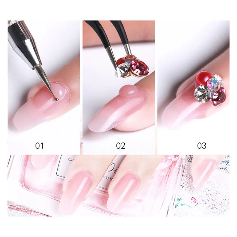 Preise 12 teile satz Nail art Set Poly Gel Finger Verlängerung Klar Rosa Gelee Polygel Schnell Gebäude DIY Nagel Kunst Dekoration nagel Salon