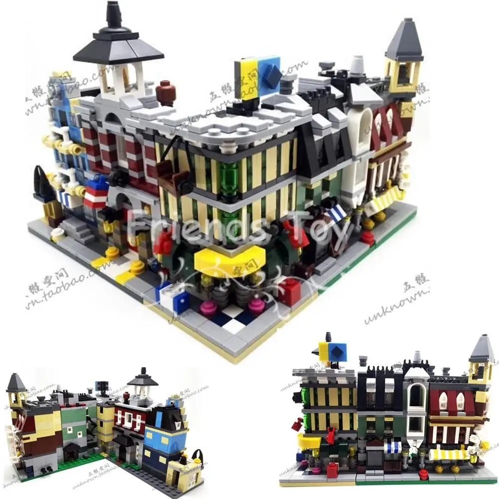 

Mini Street View Fire Station Hotel Shop Mall City Set Building Bricks Blocks Toy Gift Compatible With Lego Creator