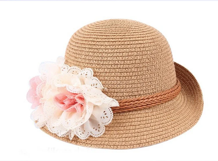 Sunbonnet/пляжная шляпа с цветочным рисунком для маленьких девочек; детская летняя шляпа; солнцезащитные шапки; Детская летняя Соломенная шляпка с цветочным рисунком; 10 шт./партия [Yelaumoky]