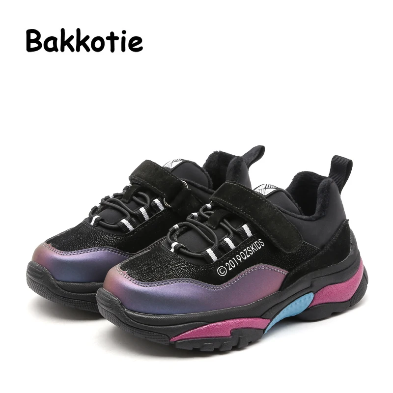 

Bakkotie Winter Children Casual Sneakers Kid Genuine Leather Sport Shoes Baby Boy Warm Shoes Girl Black Brand Shoes Soft Trainer