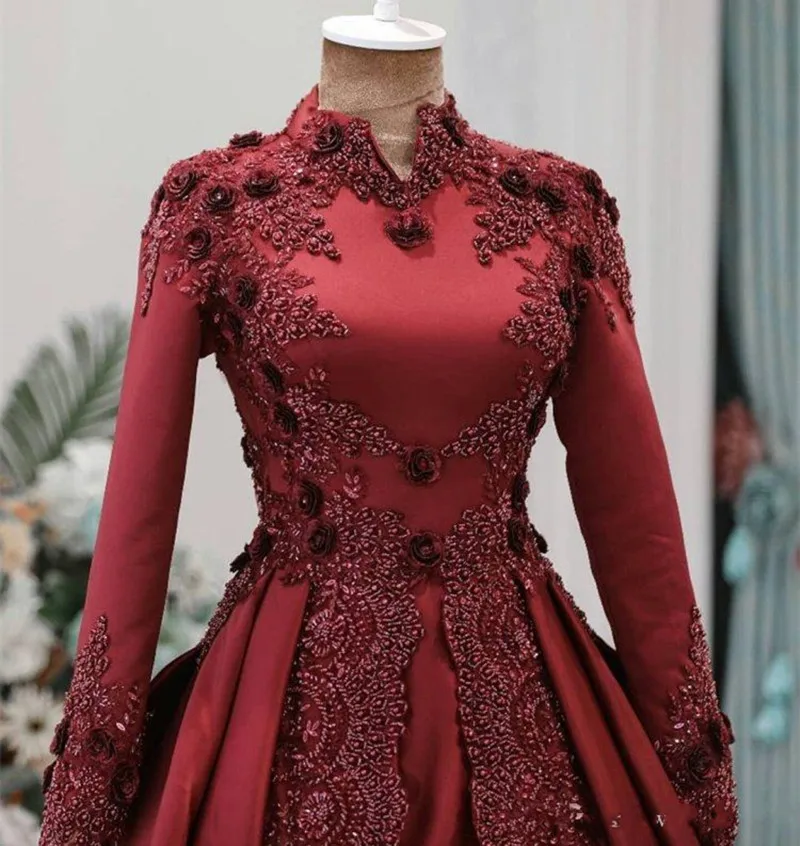 dark-red-arabic-muslim-evening-dresses-with