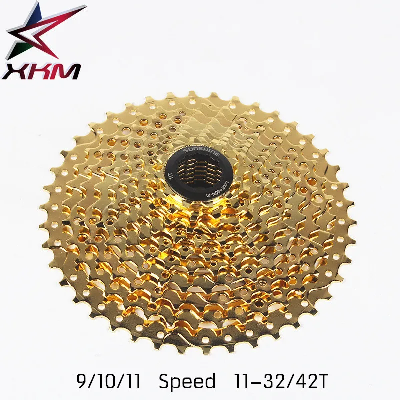 Солнце 9 Скорость 10 11 11-32/42T Золотой механизм трещотки для велосипеда кассета