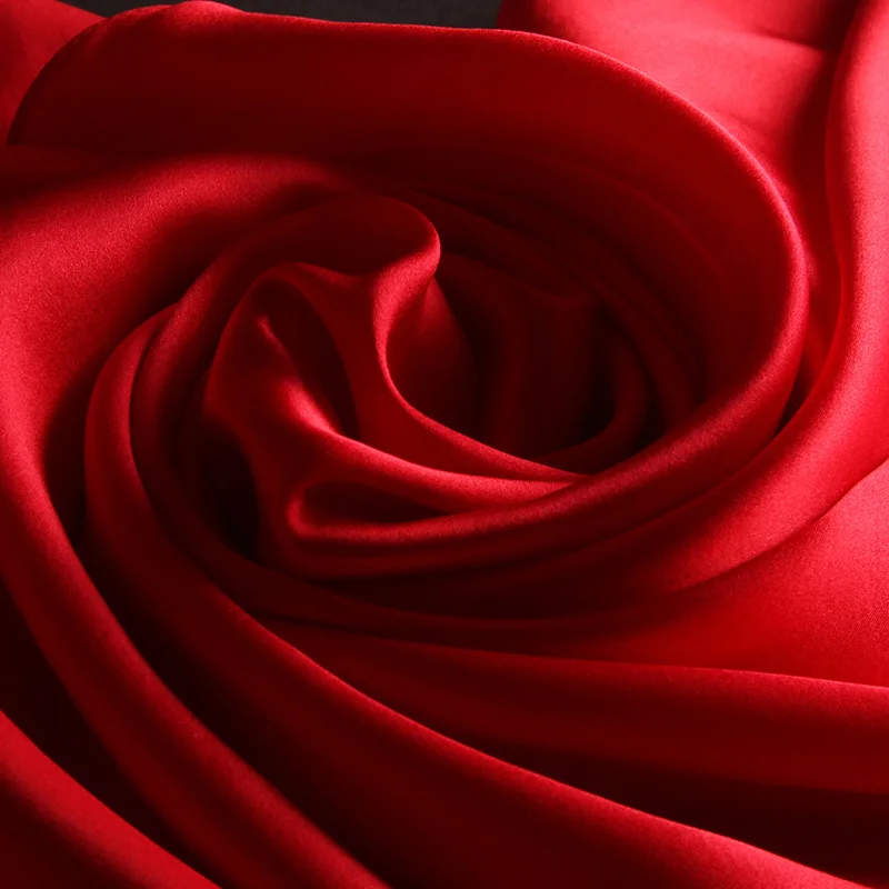 Натуральный шелк шарфы и шали зимний женский шелковый шарф роскошный бренд чистый Шелковый шарф шаль длинный мусульманский натуральный шелковый шарф - Цвет: Red