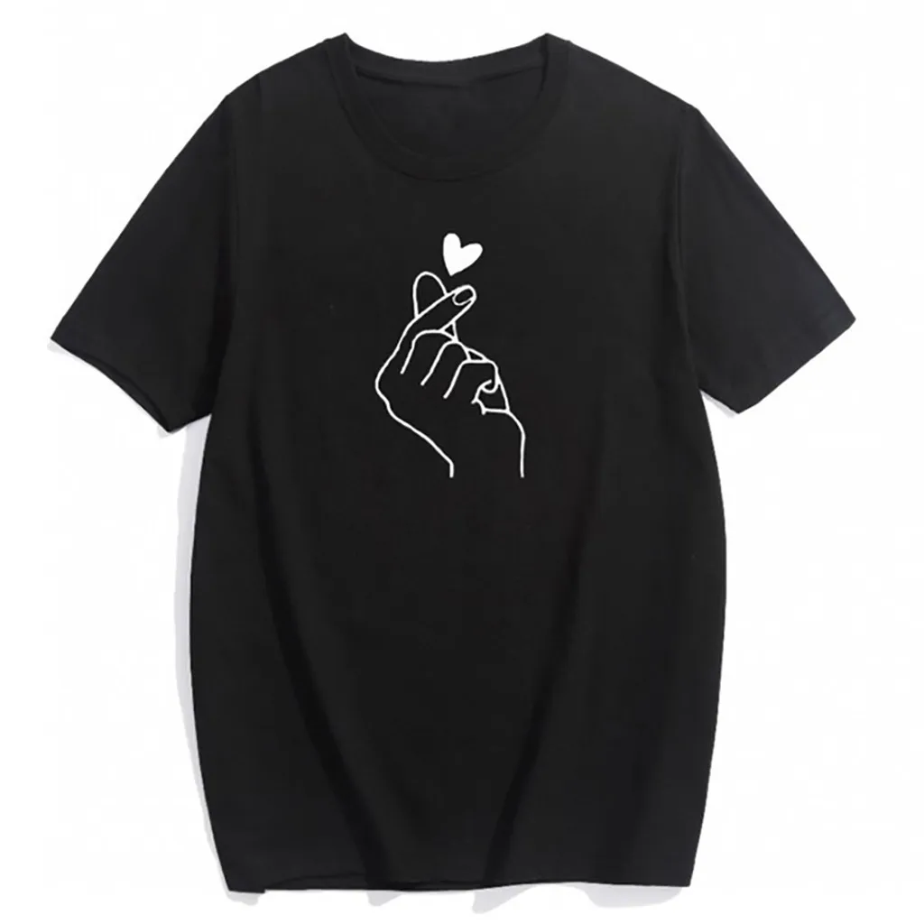 Женская футболка с принтом Camiseta Mujer, Повседневная футболка с круглым вырезом и коротким рукавом, топы Koszulka damsk размера плюс, женская футболка - Цвет: Черный